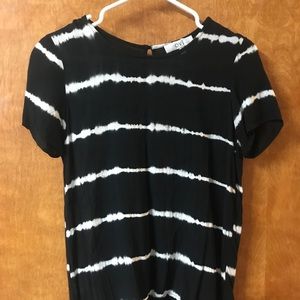 Ovi Black & White Tie Dye Short Sleeve Shirt Small